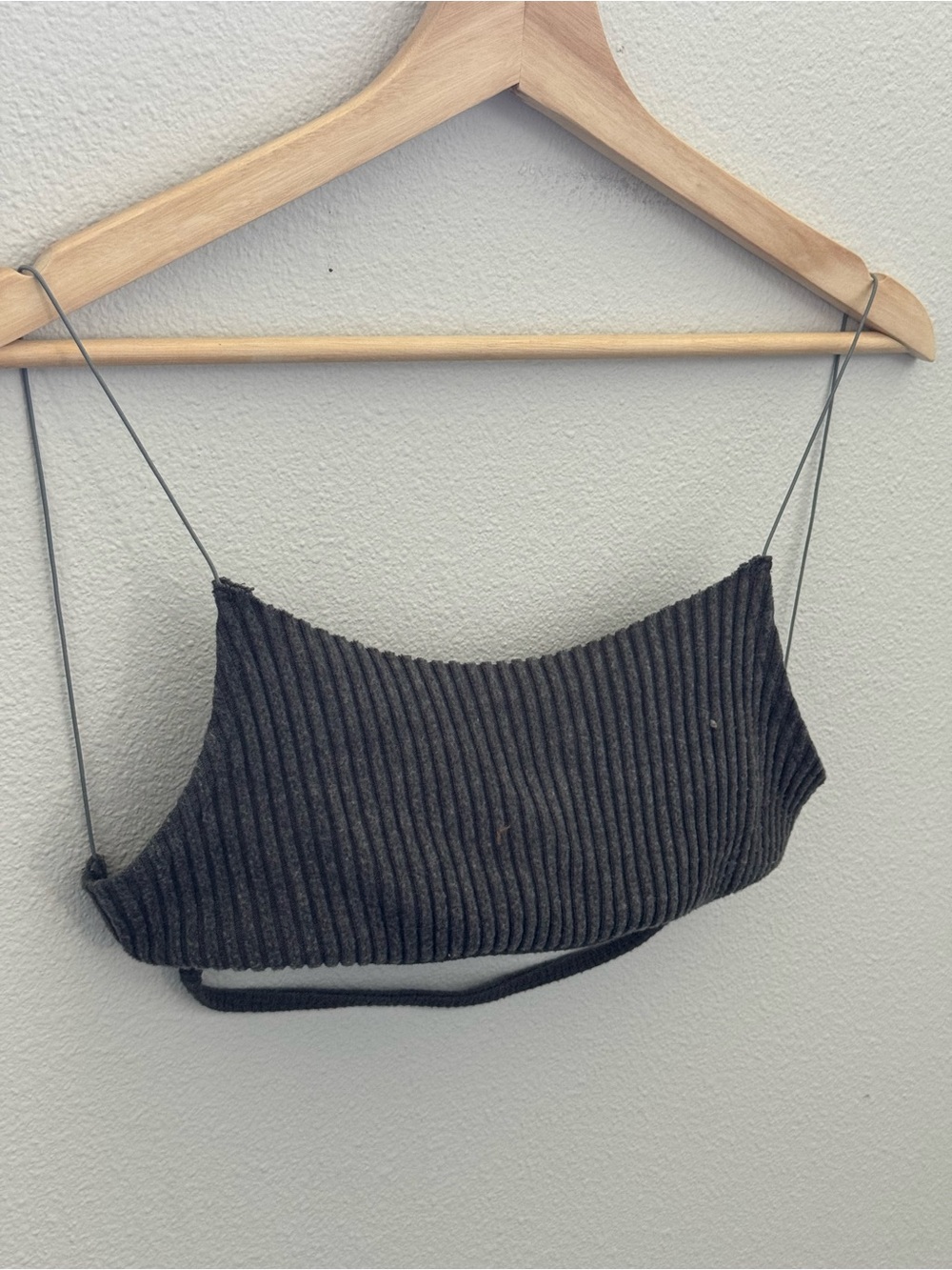Joah Brown Ribbed Charcoal Gray Cropped Spaghetti Strap Tank Bralette